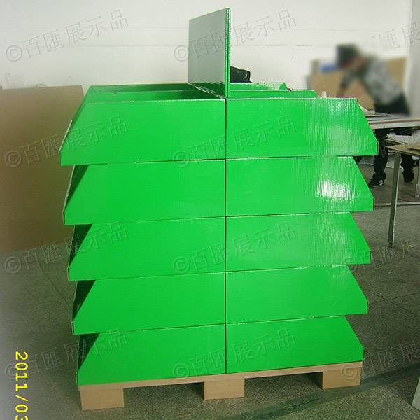 雙面擺放產品綠色紙製陳列架（含卡板）